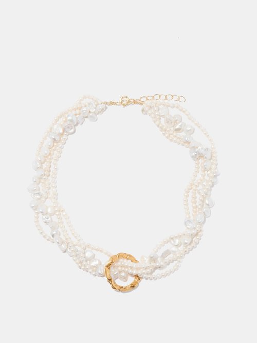 Hermina Athens Full Moon Pearl & Gold-plated Necklace