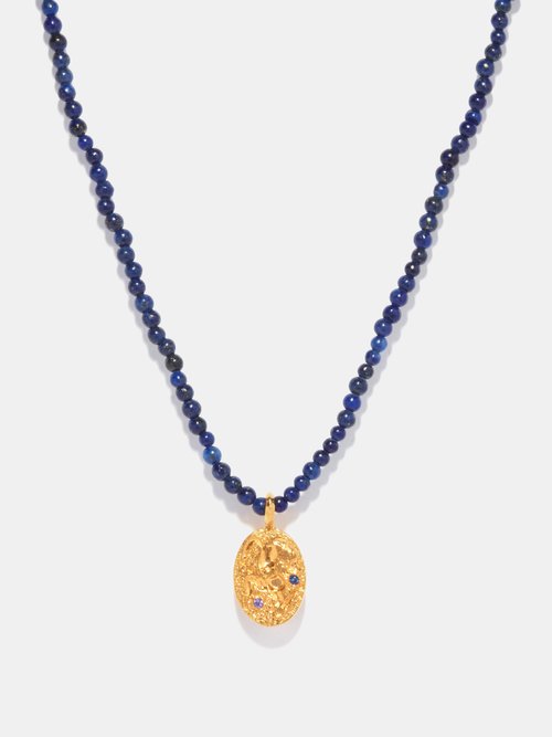Hermina Athens Sealstone Lapis Lazuli & Gold-plated Necklace