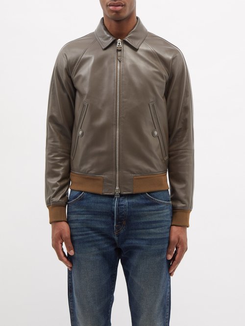 Tom Ford - Raglan-sleeve Leather Jacket - Mens - Brown