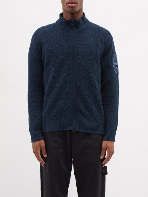 Stone Island - Logo-embroidered Cotton-blend Terry Sweater - Mens - Navy