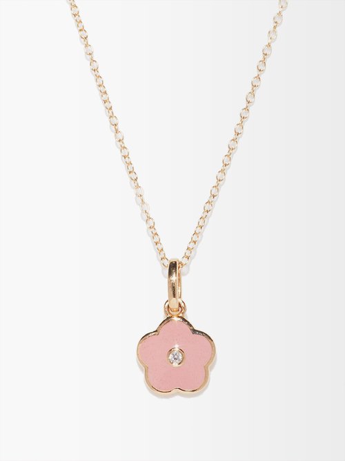 Alison Lou Flower Power Diamond, Enamel & 14kt Gold Necklace