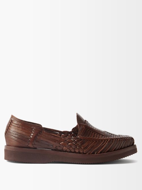 Yuketen - Alejandro Woven-leather Loafer Sandals - Mens - Brown