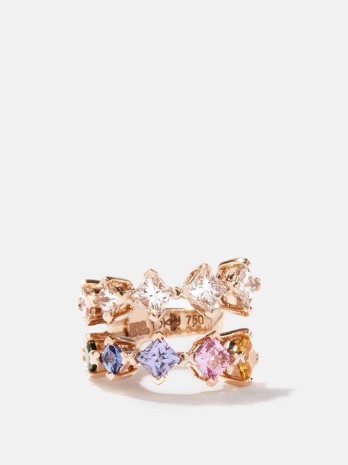 Diane Kordas Rainbow Diamond, Sapphire & 18kt Gold Ear Cuff