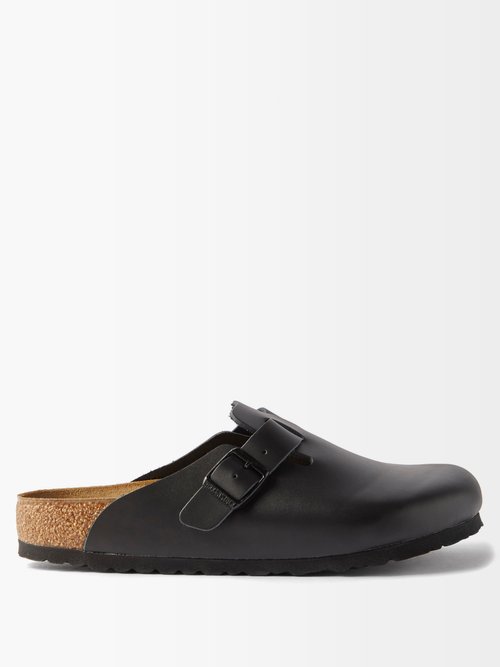 Boston Buckled Leather Backless Loafers