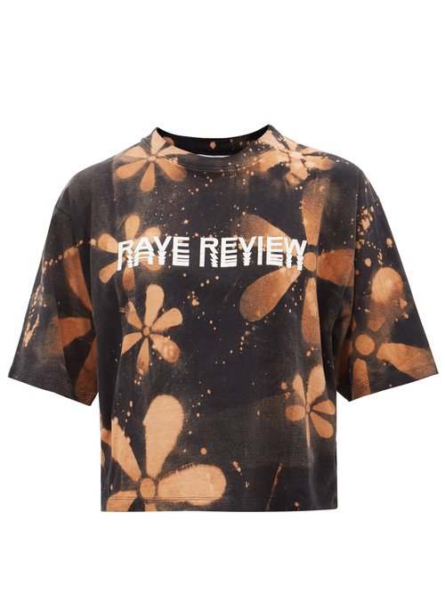 Rave Review - Niki Floral-print Upcycled Cotton T-shirt Black Multi