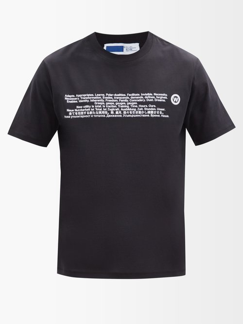 Affxwrks - 3rd Space Printed Organic-cotton T-shirt - Mens - Black