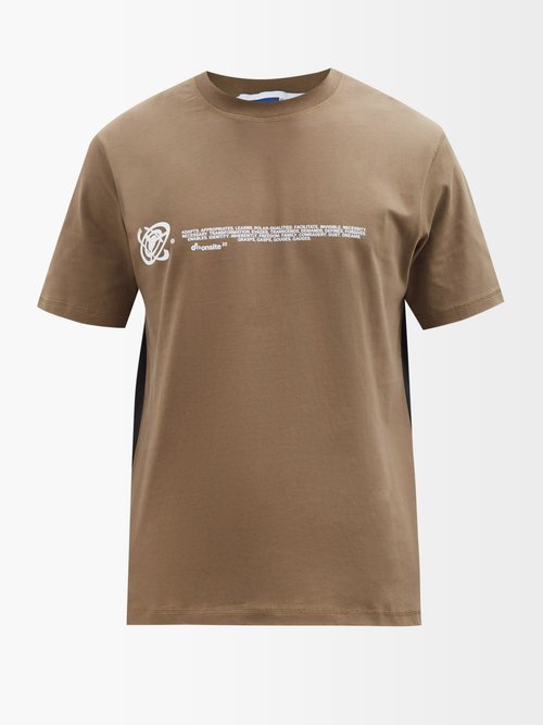 Affxwrks - Intel Printed Organic-cotton T-shirt - Mens - Brown