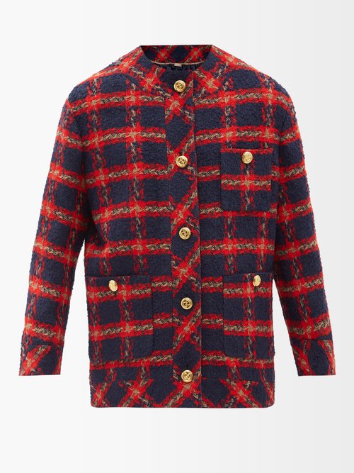 Gucci Blue And Red Denim Bomber Jacket, $3,600, SSENSE