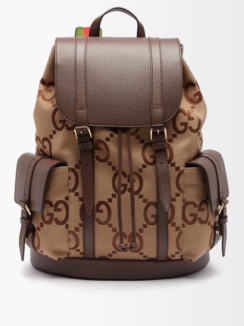 Gucci GG-jacquard Leather-trimmed Canvas Backpack | Smart Closet