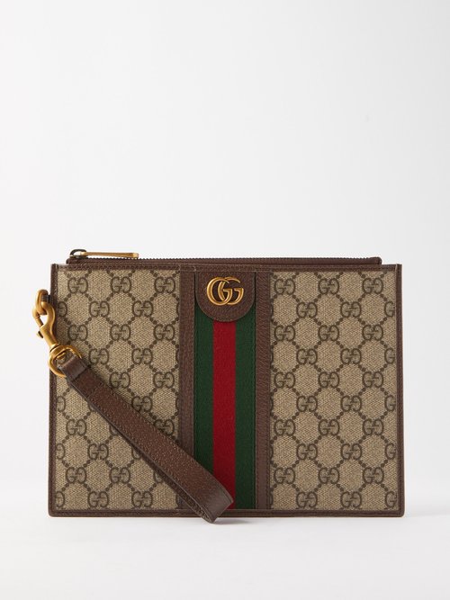 Gucci - Pochette en toile enduite à logo GG