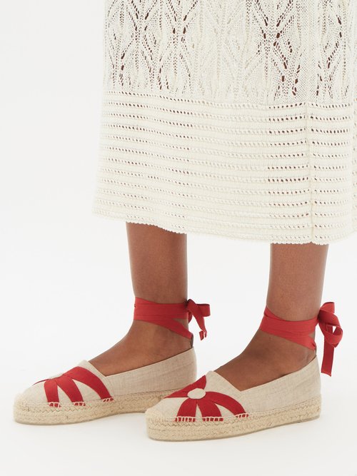 Castaner Faure Leather Raffia Wedge Espadrilles