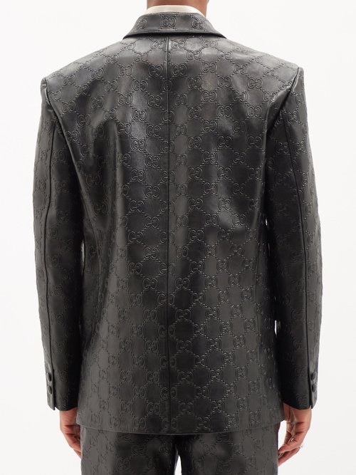 GG-embossed leather suit blazer