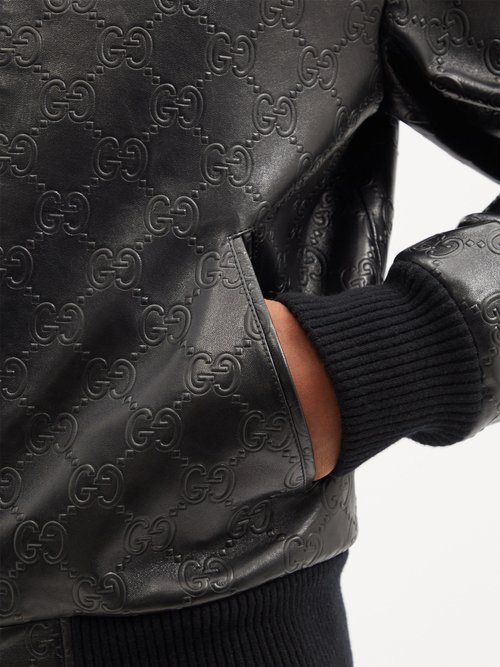 Gucci GG Embossed Bomber Jacket in Black