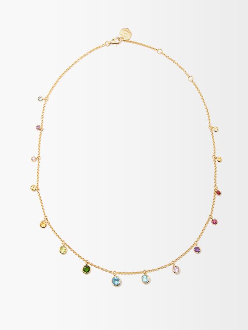 Rainbow Sapphire & 18kt Gold Necklace