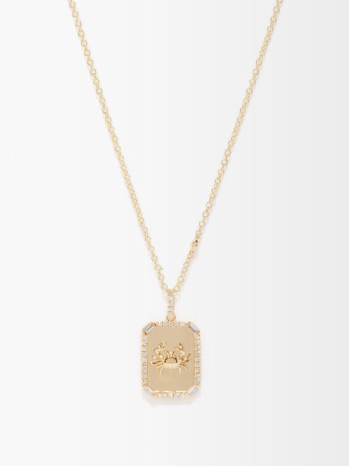 Cancer Diamond & 18kt Gold Zodiac Necklace
