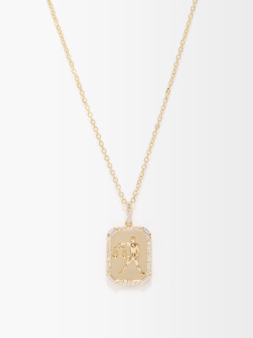 Libra Diamond & 18kt Gold Zodiac Necklace