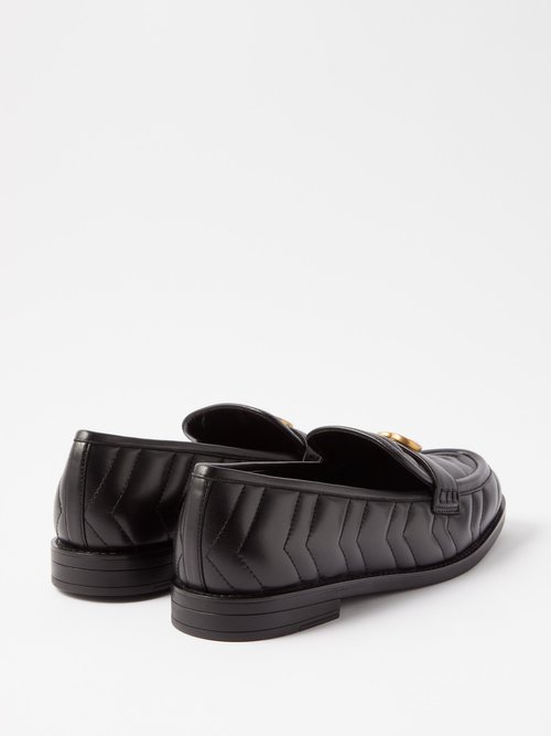 Gucci Leather Loafer With Double G And Web in Black for Men