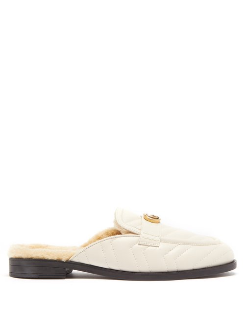 gucci white backless loafers