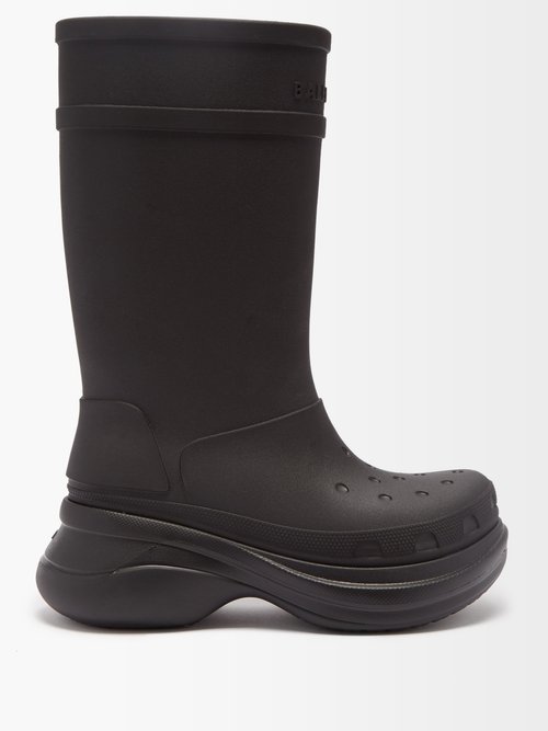 X Crocs Logo-embossed Rubber Knee-high Boots