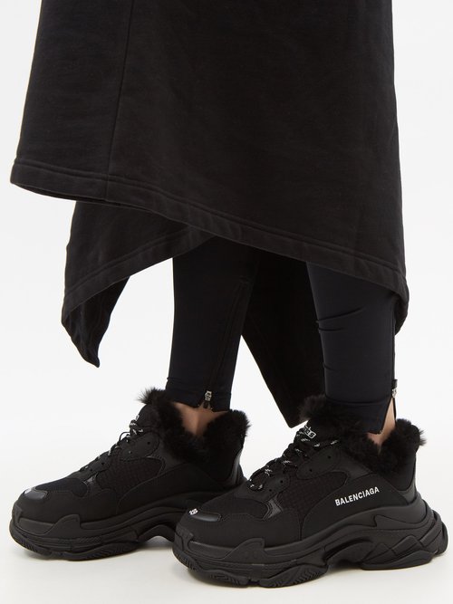 BALENCIAGA: Triple S sneakers in synthetic leather and mesh - Black
