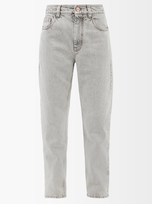 Brunello Cucinelli Stonewashed High-rise Tapered-leg Jeans