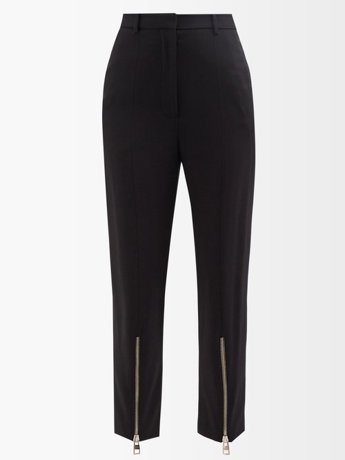 Alexander McQueen Cropped Zip-cuff Crepe Trousers