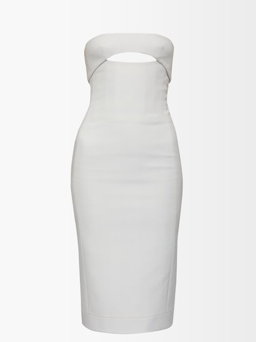 Saint Laurent - Cutout Crepe Dress White