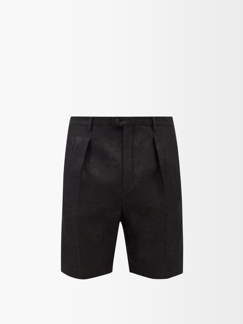 Saint Laurent Rose-jacquard Wool-blend Hopsack Shorts