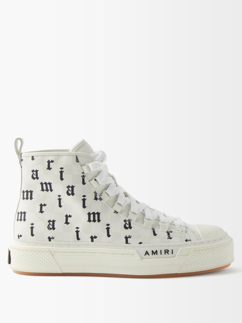 Old English-print Canvas High-top Trainers
