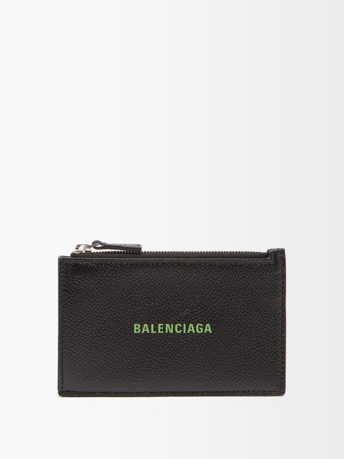 Logo-print Zipped Grained-leather Cardholder
