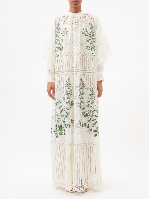 Biyan - Grasgiella Crochet-lace Linen Maxi Dress White Multi
