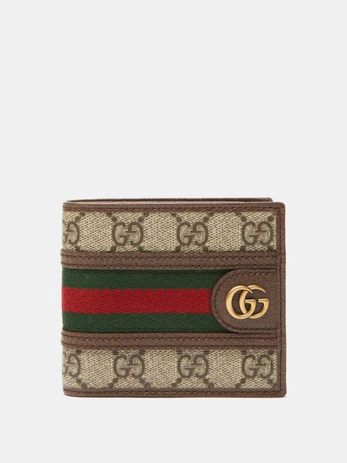 GG-jacquard Canvas And Leather Bi-fold Wallet