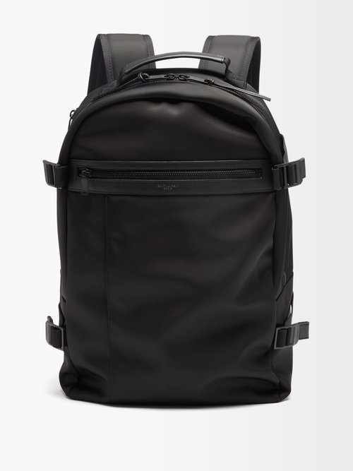 City Trek Leather-trimmed Nylon Backpack