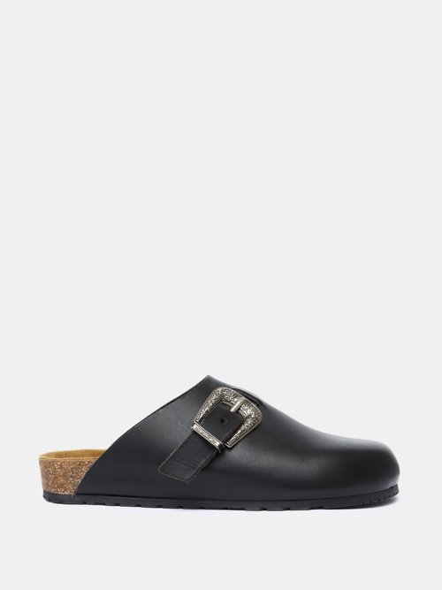Saint Laurent Buckled Backless Leather Loafers