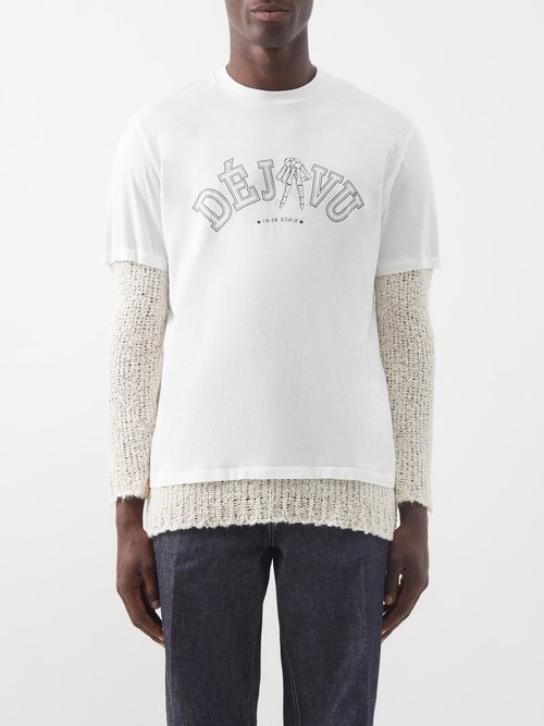 OUR LEGACY Knitted-sleeve Cotton-jersey Long-sleeved T-shirt