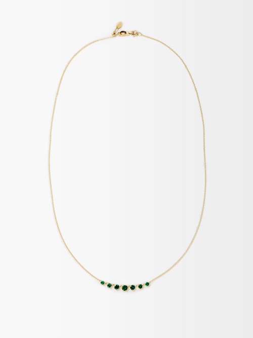 Jade Trau Penelope Small Emerald & 18kt Gold Necklace