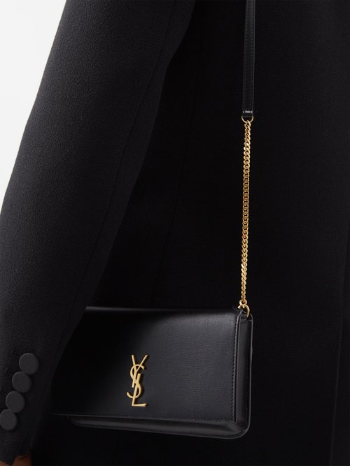 Saint Laurent Monogram Leather Phone Holder