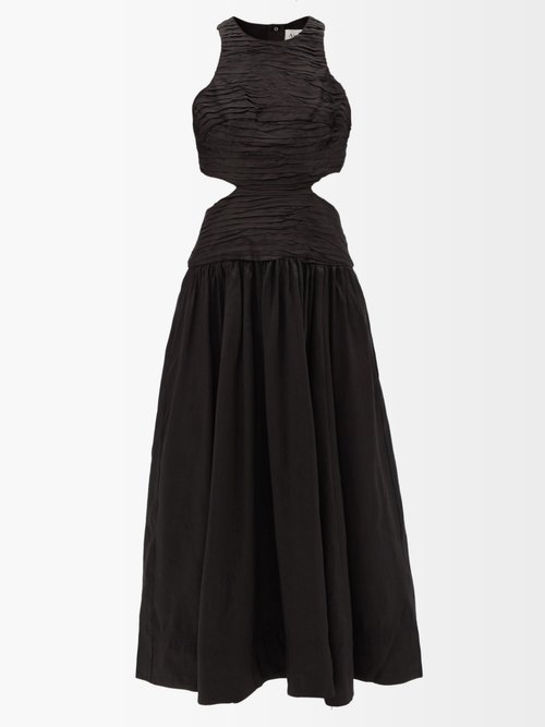 Aje - Introspect Cutout Floral-twill Dress Black