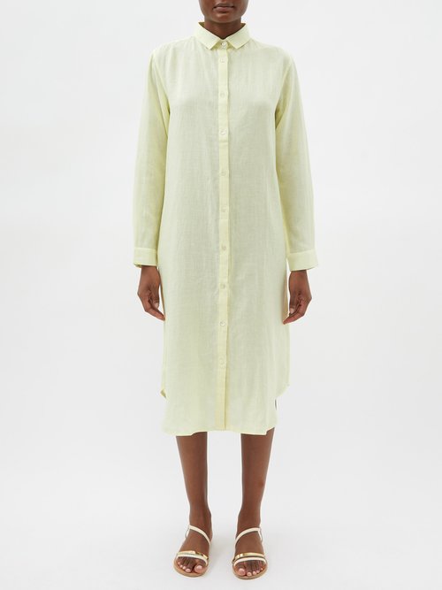 Emporio Sirenuse Dove Linen Midi Shirt Dress