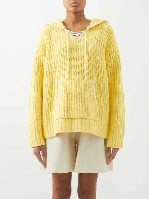 Re/Done - 90s Baja Organic Cotton-blend Hooded Sweatshirt Yellow