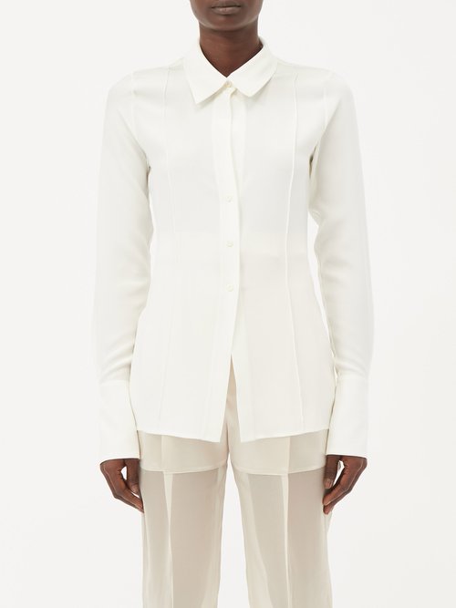 Peter Do - Tailored Silk-blend Satin Shirt White