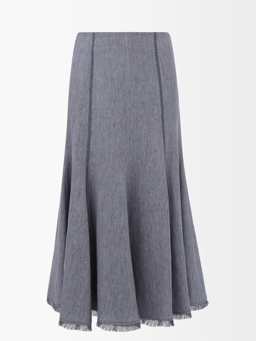 Gabriela Hearst Amy Denim-effect Linen Skirt | ModeSens