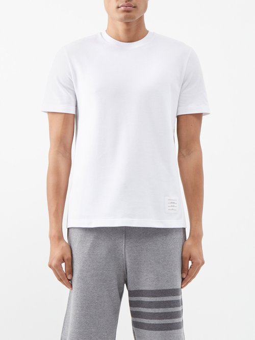 Thom Browne Four Bar-intarsia Cotton-piqué T-shirt