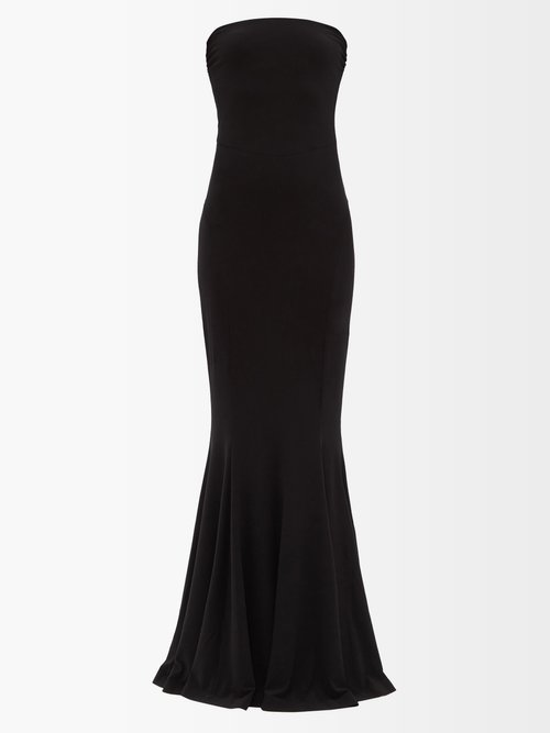 Norma Kamali - Strapless Fishtail Jersey Maxi Dress Black