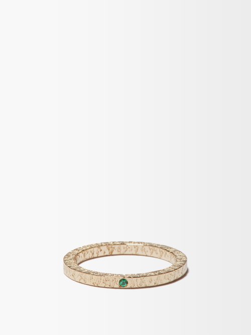 AZLEE Petit Emerald & 18kt Gold Ring
