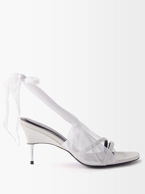 Buy Peter Do - Bow-strap Metallic-heel Leather Sandals White online - shop best Peter Do shoes sales