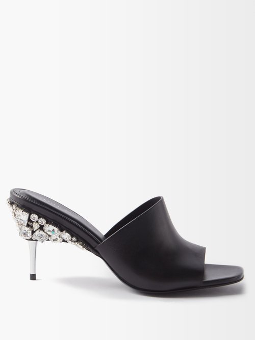 Peter Do - Metallic-heel, Crystal And Leather Mules Black