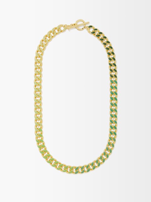 Fry Powers Grass Enamel & 14kt Gold-plated Necklace