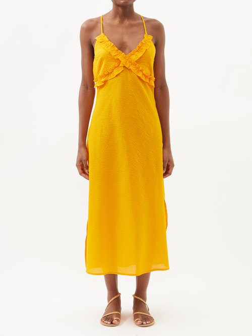 Belize Zahara Ruffle-trim Cotton-cloqué Dress