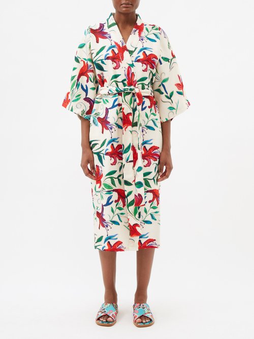 La DoubleJ Floral-print Organic-cotton Robe
